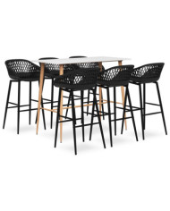 Ensemble de bar 7 pcs Blanc et noir | Mobilier & Déco