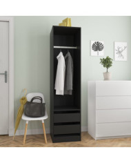 Garde-robe avec tiroirs Noir 50x50x200 cm Bois d'ingénierie | Mobilier & Déco
