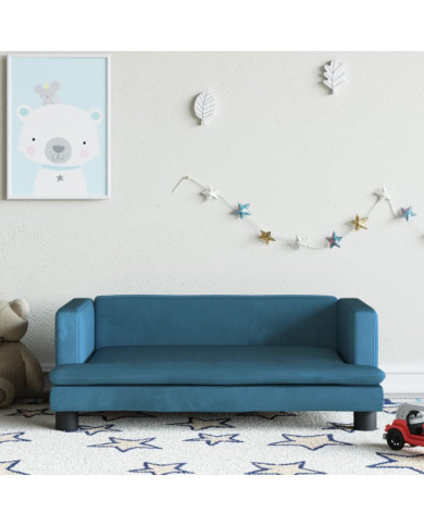 Canapé pour enfants bleu 80x45x30 cm velours | Mobilier & Déco