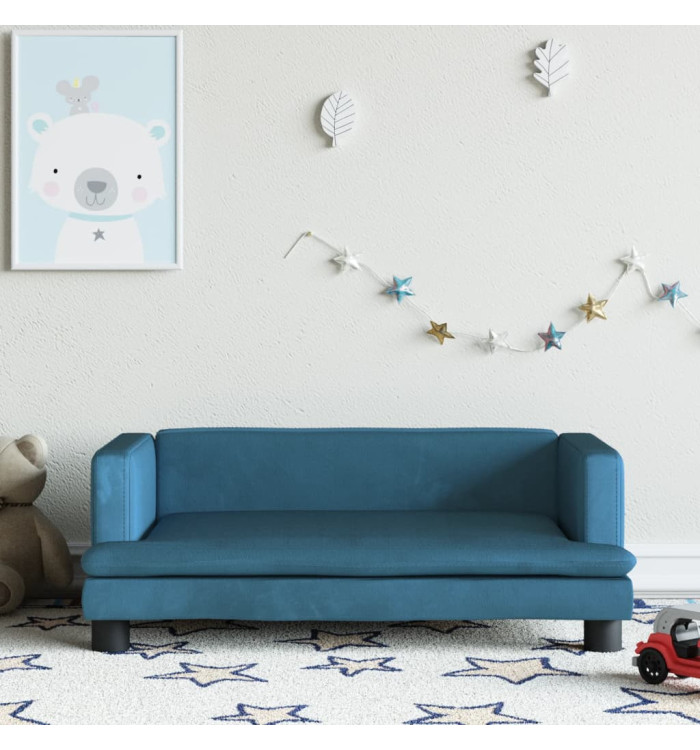 Canapé pour enfants bleu 80x45x30 cm velours | Mobilier & Déco