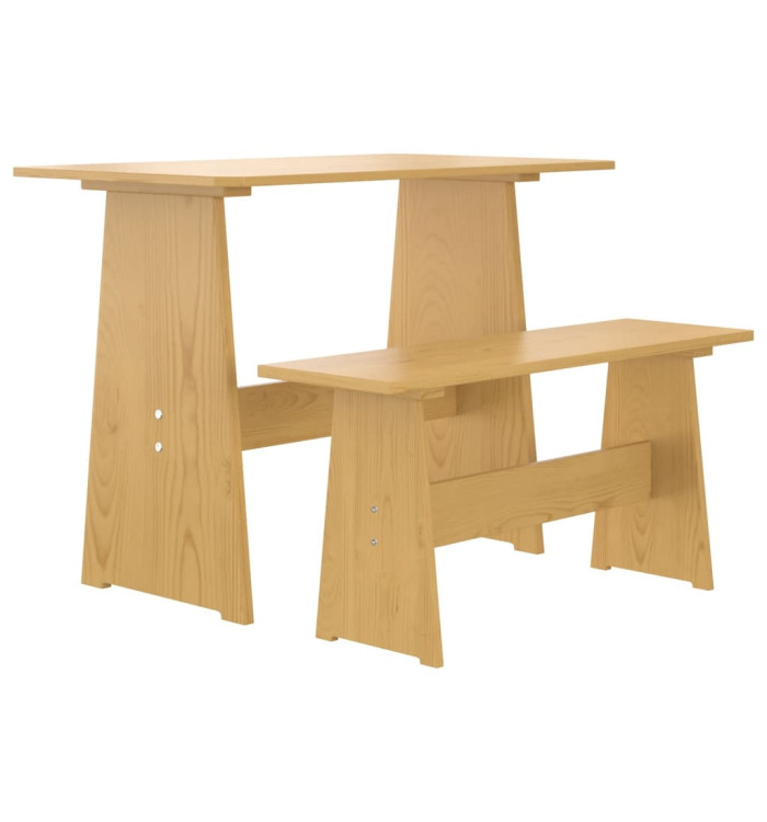 Table à manger avec banc REINE marron miel bois de pin solide | Mobilier & Déco
