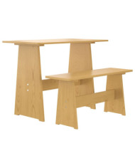 Table à manger avec banc REINE marron miel bois de pin solide | Mobilier & Déco
