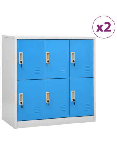 Armoires à casiers 2 pcs Gris clair et bleu 90x45x92,5 cm Acier | Mobilier & Déco
