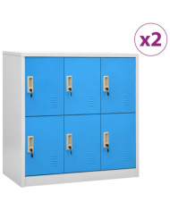 Armoires à casiers 2 pcs Gris clair et bleu 90x45x92,5 cm Acier | Mobilier & Déco