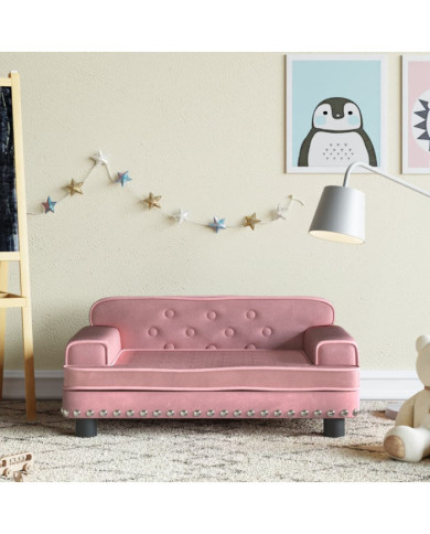 Canapé pour enfants rose 70x45x30 cm velours | Mobilier & Déco