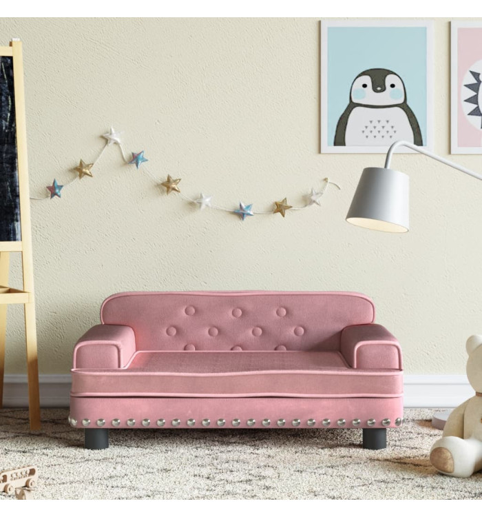 Canapé pour enfants rose 70x45x30 cm velours | Mobilier & Déco