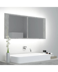 Armoire de salle de bain à miroir LED Gris béton Acrylique | Mobilier & Déco