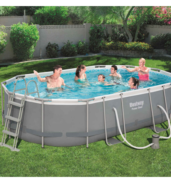 Bestway Ensemble de piscine ovale Power Steel 488x305x107 cm 56448 | Mobilier & Déco