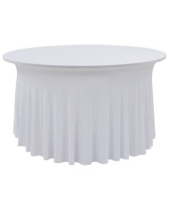 Nappes élastiques de table avec jupon 2 pcs 150x74 cm Blanc | Mobilier & Déco