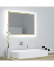 Miroir LED de salle de bain Chêne sonoma 60x8,5x37 cm Acrylique | Mobilier & Déco