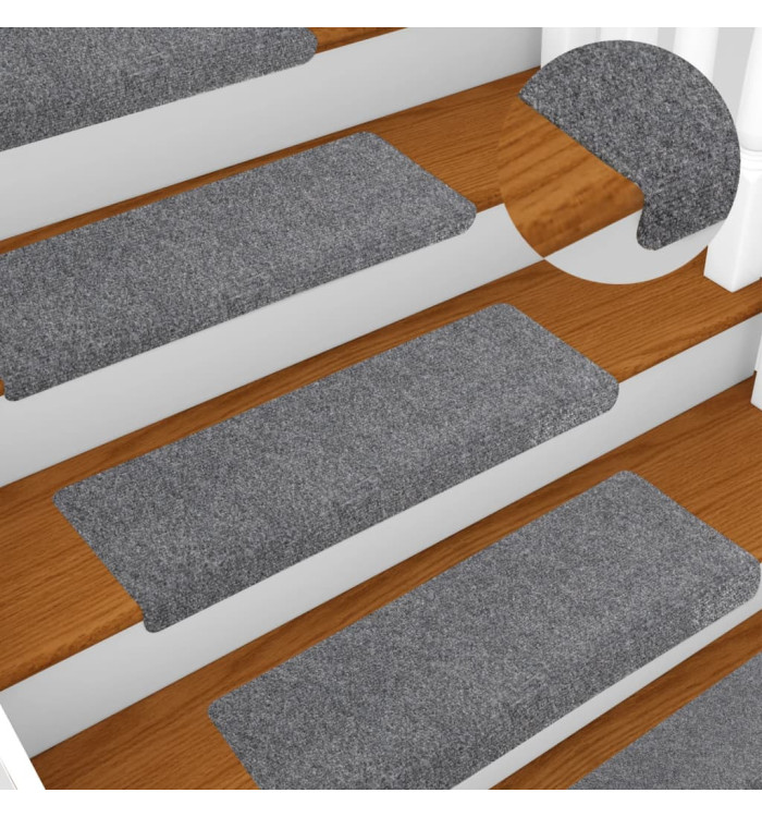 Tapis de marches d'escalier 10 pcs Gris 65x21x4 cm Aiguilleté | Mobilier & Déco