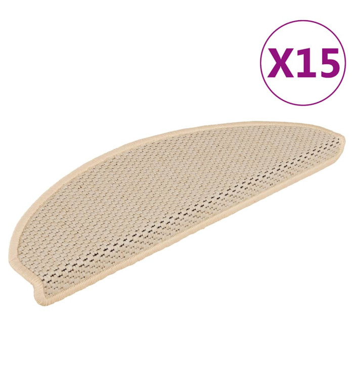 Tapis d'escalier autocollants aspect sisal 15 pcs 65x21x4 cm | Mobilier & Déco