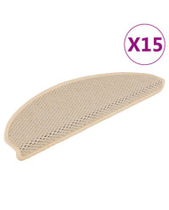 Tapis d'escalier autocollants aspect sisal 15 pcs 65x21x4 cm | Mobilier & Déco