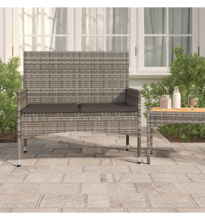 Banc de Jardin à 2 Places avec Coussins Gris Résine Tressée | Mobilier & Déco