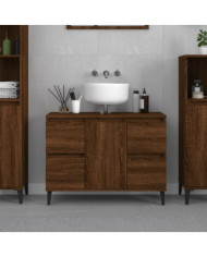 Meuble d'évier chêne marron 80x33x60 cm bois d'ingénierie | Mobilier & Déco