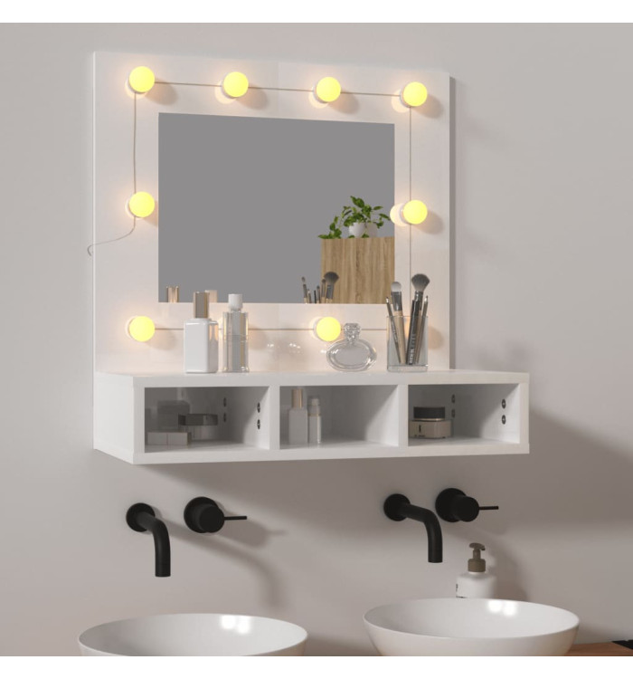 Armoire à miroir avec LED Blanc brillant 60x31,5x62 cm | Mobilier & Déco