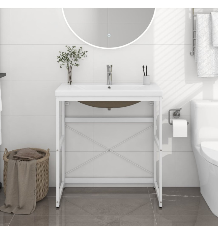 Cadre de lavabo de salle de bain vasque à encastrer Blanc Fer | Mobilier & Déco