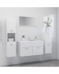 Ensemble de meubles de salle de bain Blanc brillant Aggloméré | Mobilier & Déco