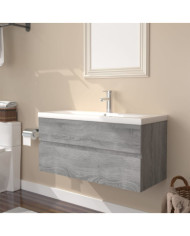 Meuble lavabo avec bassin intégré Sonoma gris Bois d'ingénierie | Mobilier & Déco