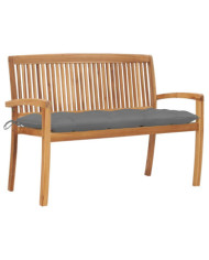 Banc de jardin empilable et coussin 128,5cm Bois de teck massif | Mobilier & Déco