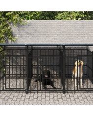 Chenil d'extérieur avec toit pour chiens Acier 7,51 m² | Mobilier & Déco