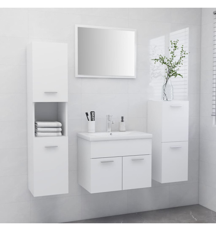 Ensemble de meubles de salle de bain Blanc Bois d'ingénierie | Mobilier & Déco