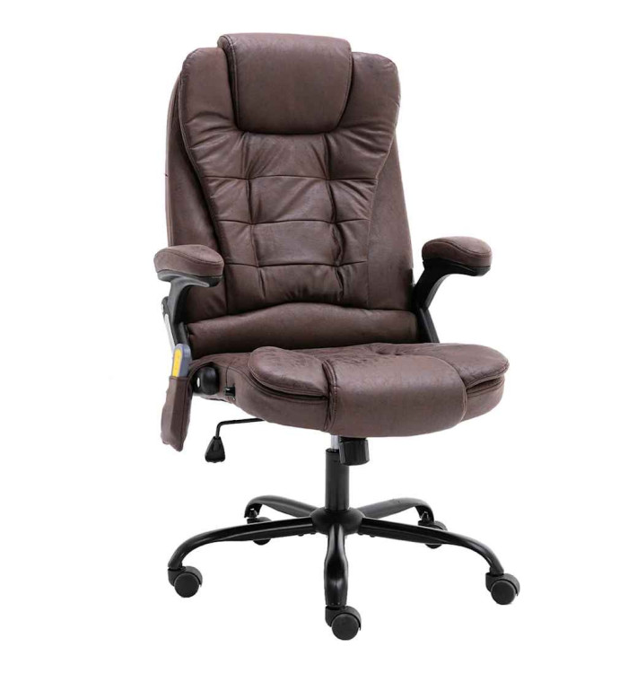 Chaise de bureau de massage marron foncé similicuir daim | Mobilier & Déco