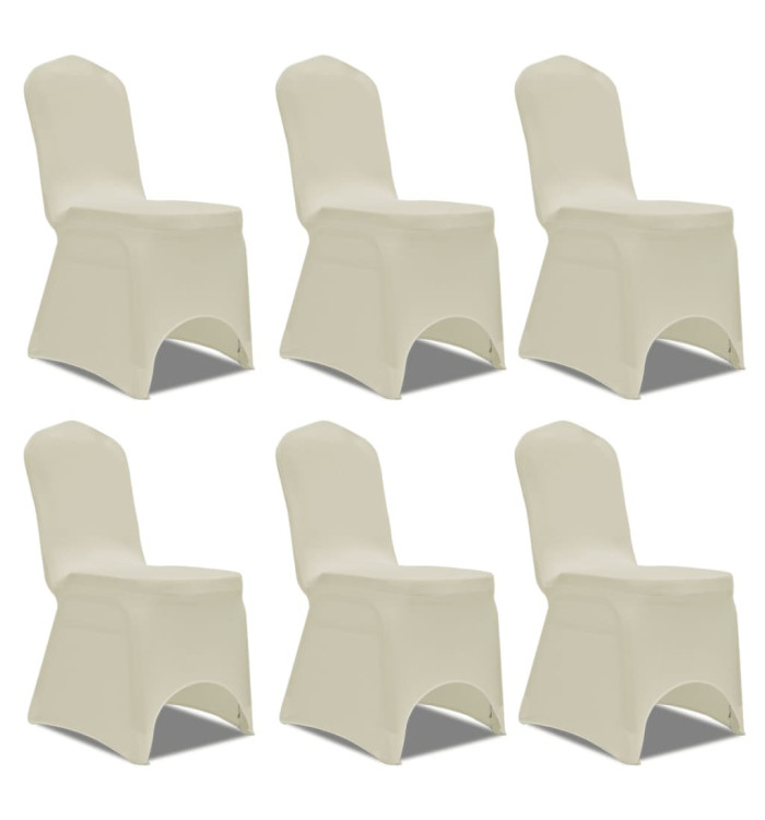 Housse crème extensible pour chaise 6 pièces | Mobilier & Déco