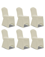 Housse crème extensible pour chaise 6 pièces | Mobilier & Déco