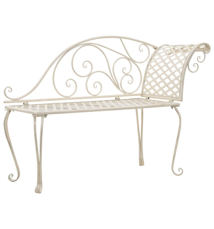 Chaise longue de jardin 128 cm Métal Antique Blanc | Mobilier & Déco