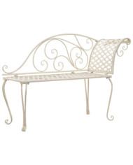 Chaise longue de jardin 128 cm Métal Antique Blanc | Mobilier & Déco