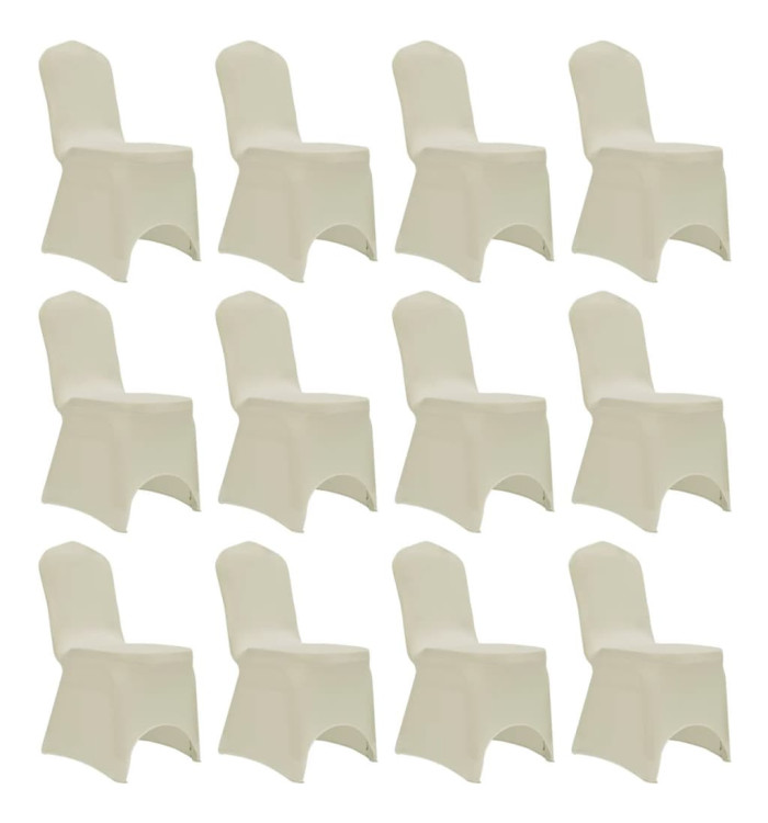 Housses élastiques de chaise Crème 12 pcs | Mobilier & Déco