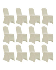Housses élastiques de chaise Crème 12 pcs | Mobilier & Déco