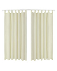 2 pcs Rideau à Passant Micro Satin Crème 140 x 175 cm | Mobilier & Déco