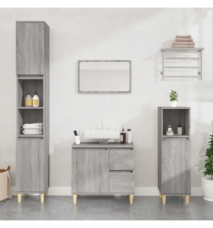 Armoire de bain sonoma gris 65x33x60 cm bois d'ingénierie | Mobilier & Déco