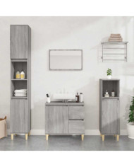 Armoire de bain sonoma gris 65x33x60 cm bois d'ingénierie | Mobilier & Déco