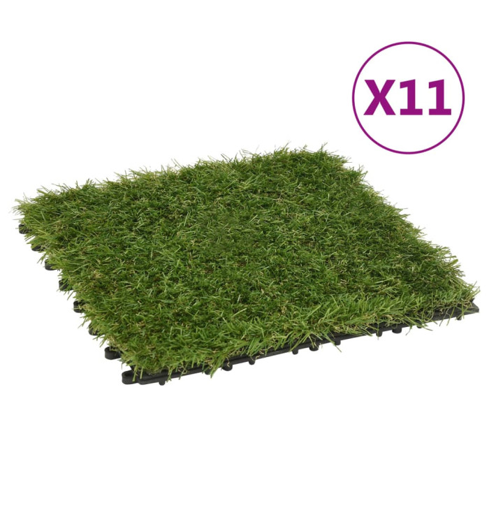 Carreaux de gazon artificiel 11 pcs Vert 30x30 cm | Mobilier & Déco
