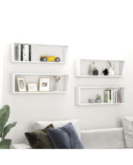 Étagères cube murales 4pcs Blanc 80x15x26,5cm bois d'ingénierie | Mobilier & Déco