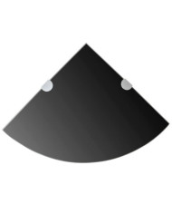 Étagères d'angle 2 pcs et supports chromés Verre Noir 35x35 cm | Mobilier & Déco