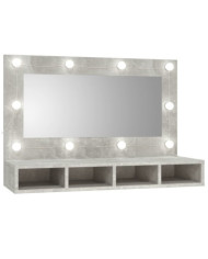 Armoire à miroir avec LED Gris béton 90x31,5x62 cm | Mobilier & Déco