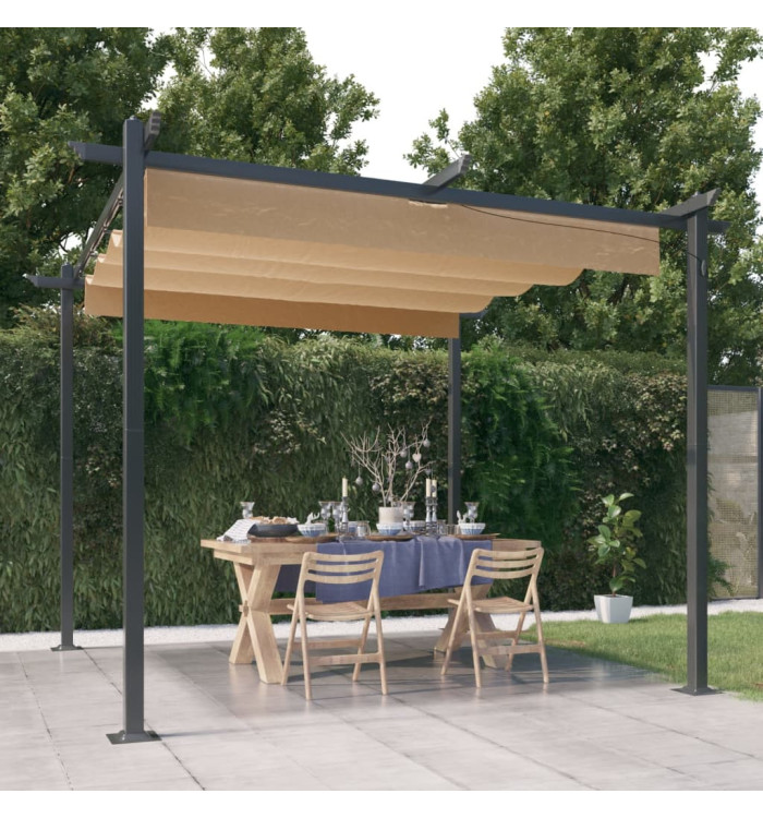 Tonnelle de jardin avec toit rétractable 3x3 m Taupe | Mobilier & Déco