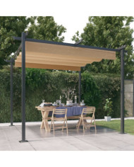 Tonnelle de jardin avec toit rétractable 3x3 m Taupe | Mobilier & Déco