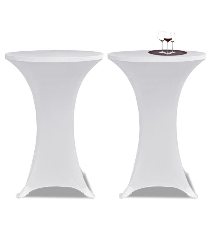Housse de table Ø 70 cm Blanc extensible 2 pcs | Mobilier & Déco