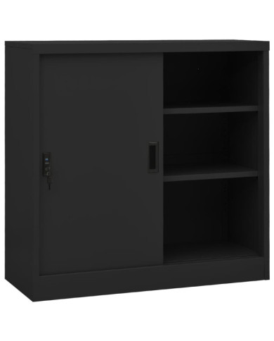 Armoire de bureau porte coulissante Anthracite 90x40x90cm Acier | Mobilier & Déco