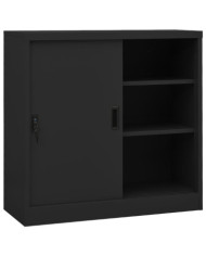 Armoire de bureau porte coulissante Anthracite 90x40x90cm Acier | Mobilier & Déco