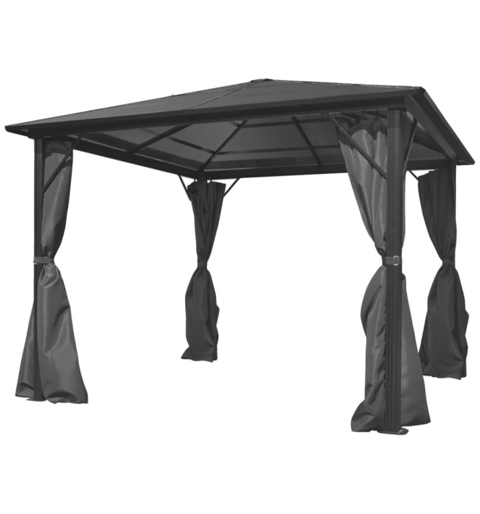 Belvédère avec rideau Anthracite Aluminium 300 x 300 cm | Mobilier & Déco