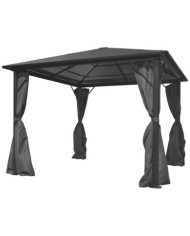 Belvédère avec rideau Anthracite Aluminium 300 x 300 cm | Mobilier & Déco