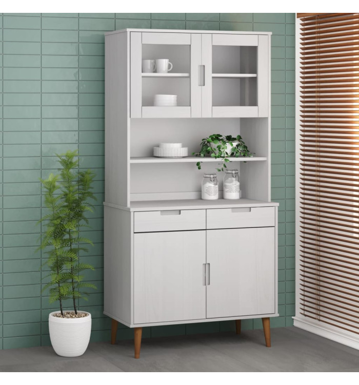 Dessus de buffet MOLDE Blanc 90x35x100 cm Bois massif de pin | Mobilier & Déco