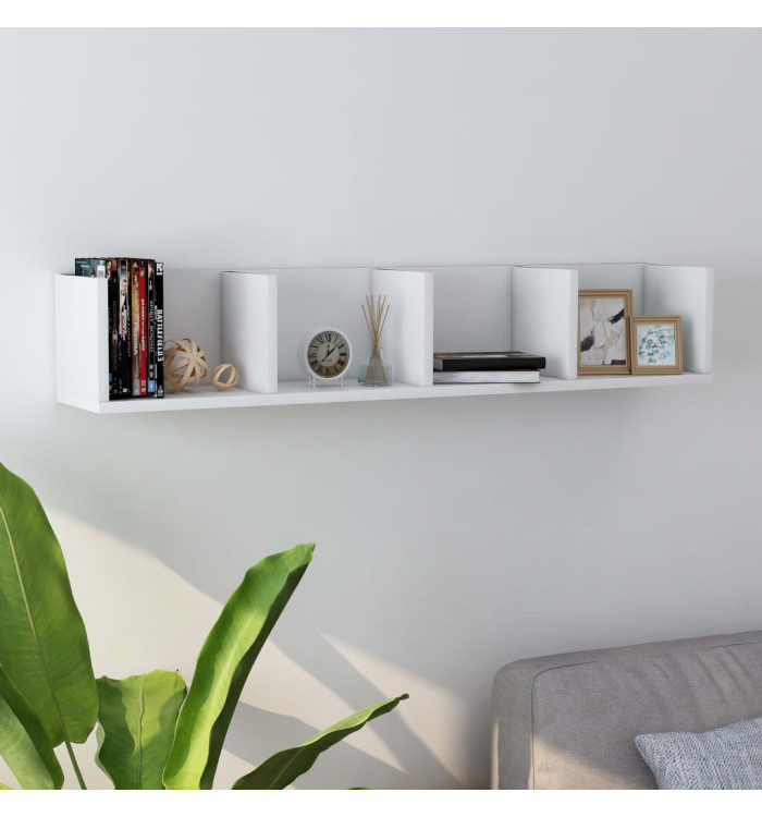 Étagère murale à CD Blanc 100x18x18 cm Bois d'ingénierie | Mobilier & Déco