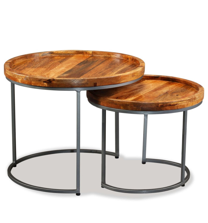 Ensemble de tables d'appoint 2 pcs Bois de manguier massif | Mobilier & Déco